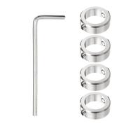 sourcing map 4pcs 14mm Drill Stop Collar Set Depth Stop, Adjustable Stainless Steel Drilling Limit Ring, Anodizing Surface Dowel Shaft Chuck Positioner with Hex Wrench, Silver