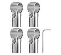 sourcing map 4Pcs 180 Degree Structural Pipe Connectors 2 Way End Rails Clamp with Wrench Stainless Steel Corner Pipe Fittings for DIY Shelf Garden Support 1"/1.1" Fit Pipe Dia, Silvery