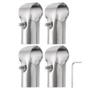 sourcing map 4Pcs 180 Degree Structural Pipe Connectors 2 Way End Rails Clamp with Wrench Stainless Steel Corner Pipe Fittings for DIY Shelf Garden Support 1.3"/1.2" Fit Pipe Dia, Silvery