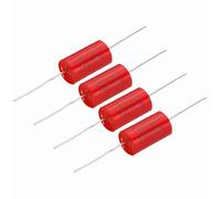 sourcing map 4pcs 1uf Frequency Divider Capacitor, 250V Red Axial Audio Speaker Crossover MKP Film Capacitor