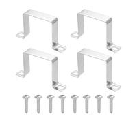 sourcing map 4pcs 2-3/8" x 2-3/8" Square Pipe Clamp, 304 Stainless Steel U Shaped Connector Bracket Heavy Duty Tube Strap Buckle with Self-Tapping Screws for Tube Installation