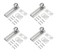 sourcing map 4Pcs 2" Solid Brass Surface Bolt, Concealed Security Slide Latch Door Lock with Screws, Brushed French Door Lock for Closet Cabinet Recessed Doors, Silver