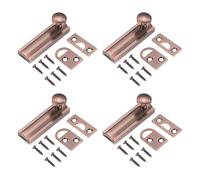 sourcing map 4Pcs 2" Solid Brass Surface Bolt, Concealed Security Slide Latch Door Lock with Screws, Brushed French Door Lock for Closet Cabinet Recessed Doors, Red Bronze