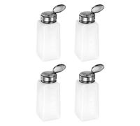 sourcing map 4PCS 250ML(8.5oz) Push Down Alcohol Dispenser Pump Liquid Press Empty Bottles Refillable Container for Acetone Cleanser Nail Polish Remover, White