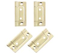 sourcing map 4Pcs 2x1 Inch Door Hinges Non-Mortise No Noise Bifold Door Hinges Plating for Cabinet Furniture Window Wardrobe, Gold