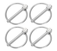 sourcing map 4Pcs 3/16" x 1-7/16" Linch Pin with Ring, Stainless Steel Round Linch Pins for Boat Kayak Canoe, Trailer Trolley Trucks Mower, Silver