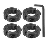 sourcing map 4Pcs 3/4" Bore Clamp-on Shaft Collar, Black Carbon Steel Split Locking Collar 1-1/2" OD 1/2" Thick with 3/16"(4.76mm) Flat Hex Wrench for Timing Pulley, Machine Tool, Industry