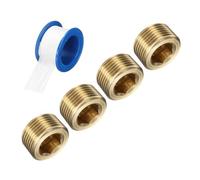 sourcing map 4Pcs 3/4 NPT Brass Pipe Plug Fitting, Male Thread Internal Hex Socket Pipe Cap, Countersunk Plug for Sealing Pipe Port, Pneumatic Solenoid Valve