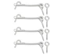 sourcing map 4Pcs 3.5 x 75mm Cabin Hook Eye Latch, 304 Stainless Steel Spring Hook and Eye Safety Latch Wire Gate Hook and Eye Latch for Wood Window Door Hook