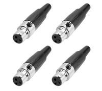 sourcing map 4PCS 3 Pin Female Mini XLR Connector, Mini XLR Jack Cable Connector Adapter Plug for Audio Devices, Black