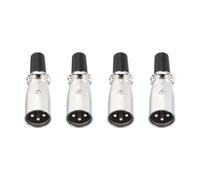 sourcing map 4pcs 3 Pin XLR Male Connector, Microphone Audio Cable Plug Mic Socket Accessories for Mixer, Power Amplifier, Silver