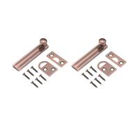 sourcing map 4Pcs 3" Solid Brass Surface Bolt, Concealed Security Slide Latch Door Lock with Screws, Brushed French Door Lock for Closet Cabinet Recessed Doors, Red Bronze