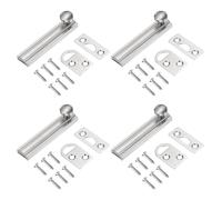 sourcing map 4Pcs 3" Solid Brass Surface Bolt, Concealed Security Slide Latch Door Lock with Screws, Brushed French Door Lock for Closet Cabinet Recessed Doors, Silver
