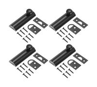 sourcing map 4Pcs 3" Solid Brass Surface Bolt, Concealed Security Slide Latch Door Lock with Screws, Polished French Door Lock for Closet Cabinet Recessed Doors, Matt Black