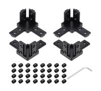 sourcing map 4Pcs 3-Way End Corner Bracket Connectors for Euro-Standard 3030 Aluminum Extrusions t Slot Connector for Industrial Aluminum Connections Printer Frame Accessories, Black