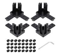 sourcing map 4Pcs 3-Way End Corner Bracket Connectors for Euro-Standard 4040 Aluminum Extrusions t Slot Connector for Industrial Aluminum Connections Printer Frame Accessories, Black