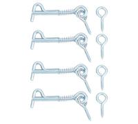 sourcing map 4Pcs 3 x 50mm Cabin Hook Eye Latch, Zinc-Plated Carbon Steel Spring Hook and Eye Safety Latch Wire Gate Hook and Eye Latch for Wood Window Door Hook, Blue White