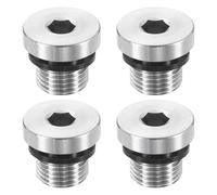 sourcing map 4pcs 304 Stainless Steel Pipe Plug Fitting G1/4 Male Thread Inner Hex Head Cap Hexagonal Head Bung Plugs Fittings with Seal Ring for Air Water Oil Gas Tube