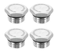 sourcing map 4pcs 304 Stainless Steel Pipe Plug Fitting M14x1 Metric Male Thread Outer Hex Head Cap Hexagonal Head Bung Plugs Fittings with Seal Ring for Air Water Oil Gas Tube