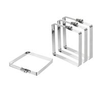 sourcing map 4Pcs 304 Stainless Steel Rectangular Hose Clamp, Adjustable 3.9 x 3.9 Inch Square Worm Gear Duct Pipe Tube Clamps for Ducting Bracket Cable Tray Bridge Project Systems, Silver