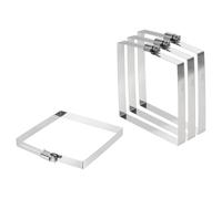 sourcing map 4Pcs 304 Stainless Steel Rectangular Hose Clamp, Adjustable 4.3 x 4.1 Inch Square Worm Gear Duct Pipe Tube Clamps for Ducting Bracket Cable Tray Bridge Project Systems, Silver