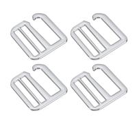 sourcing map 4Pcs 38mm/1.5" Metal G-Hook Webbing Buckles Adjustable Flat Tri-Glide Slide Buckles for Backpack Strap Webbing, Silver