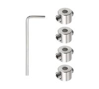 sourcing map 4pcs 3mm Drill Stop Collar Set Depth Stop, Adjustable Stainless Steel Drilling Limit Ring, Anodizing Surface Dowel Shaft Chuck Positioner with Hex Wrench, Silver