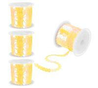 sourcing map 4Pcs 4.57m x 6mm Flat Sequin Strip Laser Sequins Fabric Paillette Spangle Sequins Trim for Crafts DIY Sequin Fringe Sewing, Yellow AB