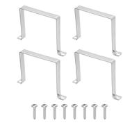 sourcing map 4pcs 4.7" x 4.7" Square Pipe Clamp, 304 Stainless Steel U Shaped Connector Bracket Heavy Duty Tube Strap Buckle with Self-Tapping Screws for Tube Installation