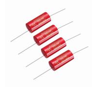 sourcing map 4Pcs 4.7uf Frequency Divider Capacitor, 250V Axial Audio Speaker Crossover MKP Film Capacitor, Red