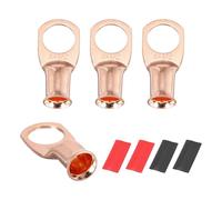 sourcing map 4pcs 4 AWG M12 Battery Lugs Ring Terminals, 1/2" 12mm Stud Crimp Wire Terminal Connector End Copper, 3:1 Heat Shrink Tubing, Gold