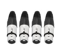 sourcing map 4pcs 4 Pin XLR Female Connector, Microphone Audio Cable Plug Mic Socket Accessories for Mixer, Power Amplifier, Silver-2.72 inch