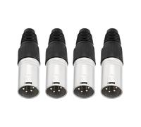 sourcing map 4pcs 4 Pin XLR Male Connector, Microphone Audio Cable Plug Mic Socket Accessories for Mixer, Power Amplifier, Silver-2.6 inch