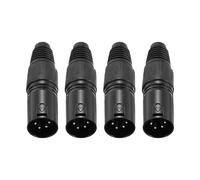 sourcing map 4pcs 4 Pin XLR Male Connector, Microphone Audio Cable Plug Mic Socket Accessories for Mixer, Power Amplifier, Black-2.64 inch