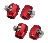sourcing map 4pcs 4AN Hose Finisher Clamp Aluminium Hex Car Hose Finisher Flexible Pipe Clamps with Screw Band for Fuel Gas Oil Air Water Tube, Red