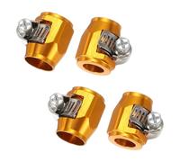 sourcing map 4pcs 4AN Hose Finisher Clamp Aluminium Hex Car Hose Finisher Flexible Pipe Clamps with Screw Band for Fuel Gas Oil Air Water Tube, Gold