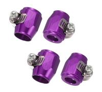 sourcing map 4pcs 4AN Hose Finisher Clamp Aluminium Hex Car Hose Finisher Flexible Pipe Clamps with Screw Band for Fuel Gas Oil Air Water Tube, Purple