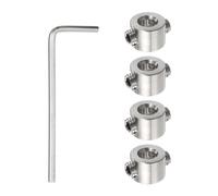 sourcing map 4pcs 4mm Drill Stop Collar Set Depth Stop, Adjustable Stainless Steel Drilling Limit Ring, Anodizing Surface Dowel Shaft Chuck Positioner with Hex Wrench, Silver