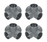 sourcing map 4pcs 5 Way PVC Pipe Fittings 1-1/2" Elbow Pipe Connector Build Grade 90 Degree Pipe Coupling Elbow Fittings for Sewer Plumbing Drain Water Supplies Build Garden, Grey