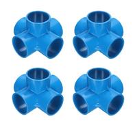 sourcing map 4pcs 5 Way PVC Pipe Fittings 1-1/2" Elbow Pipe Connector Furniture Build Grade 90 Degree Pipe Coupling Elbow Fittings for Plumbing Drain Water Build, Blue