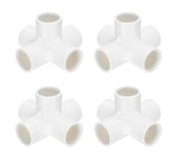 sourcing map 4pcs 5 Way PVC Pipe Fittings 3/4" Elbow Pipe Connector Furniture Build Grade 90 Degree Pipe Coupling Elbow Fittings for Plumbing Drain Water Build, White