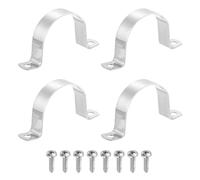 sourcing map 4Pcs 57mm Pipe Clips, 304 Stainless Steel Pipe Clamps Two Hold U-Shaped Bracket Tension Tube Strap for Fixing Tube Cable, Silver