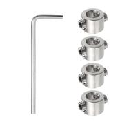 sourcing map 4pcs 5mm Drill Stop Collar Set Depth Stop, Adjustable Stainless Steel Drilling Limit Ring, Anodizing Surface Dowel Shaft Chuck Positioner with Hex Wrench, Silver