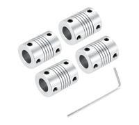 sourcing map 4Pcs 5mm to 10mm Aluminum Alloy Shaft Coupling L25xD19 Flexible Coupler Beam Stepper Motor Joint Connector for 3D Printer CNC Machine DIY Encoders and Motors Shaft,Silver