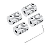sourcing map 4Pcs 5mm to 6mm Aluminum Alloy Shaft Coupling L25xD19 Flexible Coupler Beam Stepper Motor Joint Connector for 3D Printer CNC Machine DIY Encoders and Motors Shaft,Silver