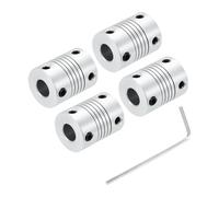 sourcing map 4Pcs 6.35mm to 8mm Aluminum Alloy Shaft Coupling L25xD19 Flexible Coupler Beam Stepper Motor Joint Connector for 3D Printer CNC Machine DIY Encoders and Motors Shaft,Silver
