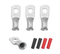 sourcing map 4pcs 6 AWG M6 Battery Lugs Ring Terminals, 1/4" 6mm Stud Crimp Wire Terminal Connector End Copper, 3:1 Heat Shrink Tubing, Silver