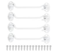 sourcing map 4Pcs 6" Hook and Eye Latch, Barn Door Lock Stainless Steel Cabin Hook Privacy Door Gate Hooks for Window Sliding Door Fence Shed, White