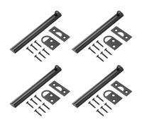 sourcing map 4Pcs 6" Solid Brass Surface Bolt, Concealed Security Slide Latch Door Lock with Screws, Polished French Door Lock for Closet Cabinet Recessed Doors, Matt Black