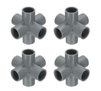sourcing map 4pcs 6 Way PVC Pipe Fittings 1/2" Elbow Pipe Connector Build Grade 90 Degree Pipe Coupling Elbow Fittings for Sewer Plumbing Drain Water Supplies Build Garden, Grey